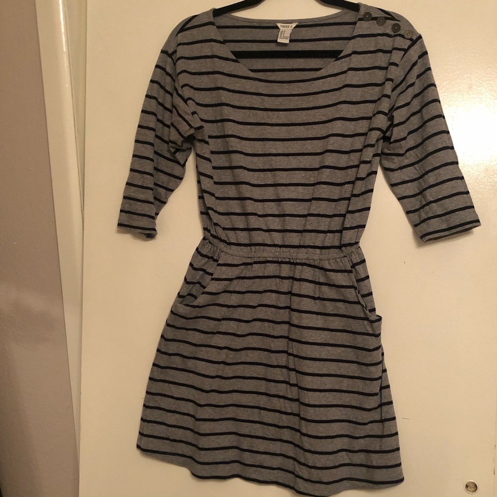 100% cotton Gray striped dress
